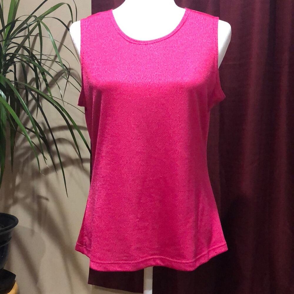 Pink Sparkly Shimmery Sleeveless Blouse Top Shirt Size M based on measurements
